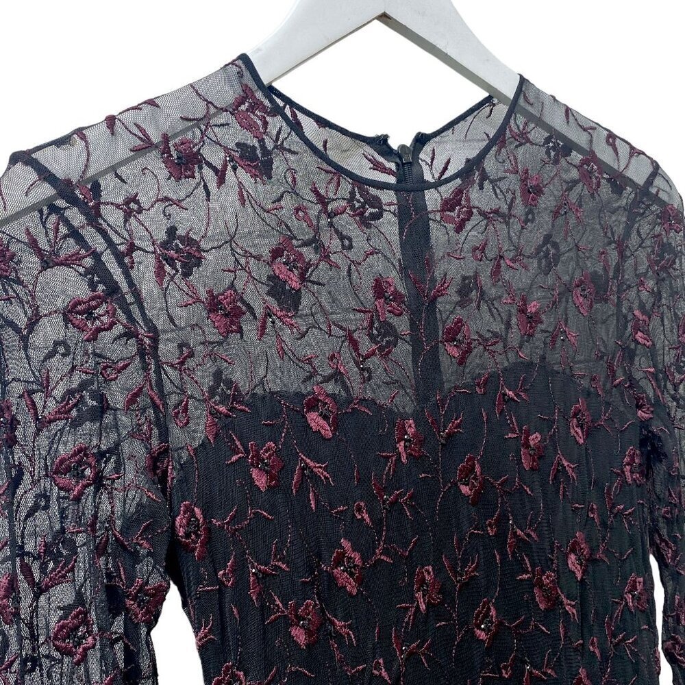 PAMELA DENNIS Couture Silk Evening Gown Sz 10 Formal Long Dress Burgundy Black - Picture 3 of 16